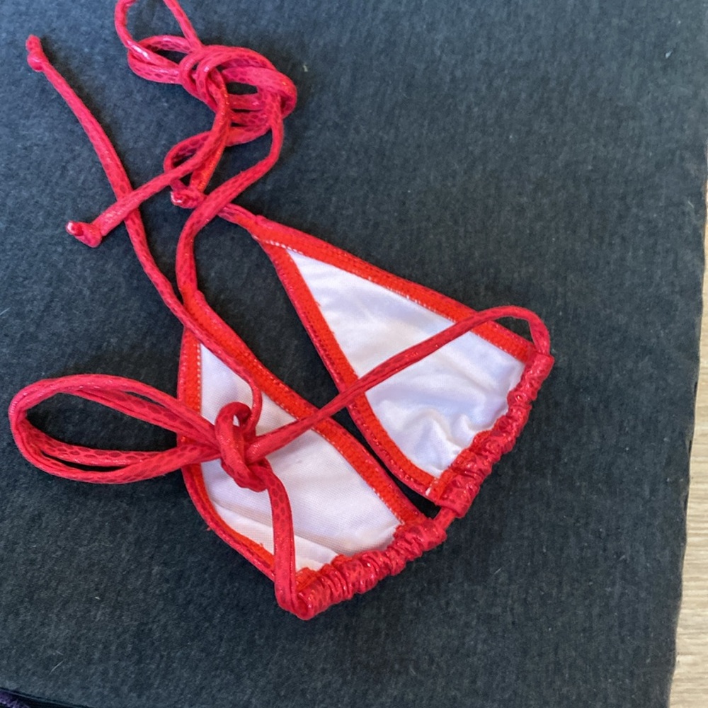 Itty Bitty Xxs Tiny Sexy Red String Bikini Top Or… - image 3